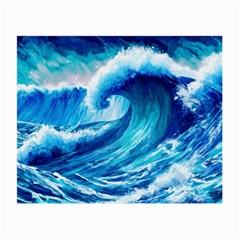 Tsunami Tidal Wave Ocean Waves Sea Nature Water Blue Painting Small Glasses Cloth by Ravend