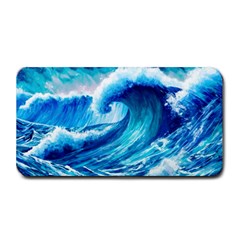 Tsunami Tidal Wave Ocean Waves Sea Nature Water Blue Painting Medium Bar Mat by Ravend