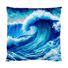 Tsunami Tidal Wave Ocean Waves Sea Nature Water Blue Painting Standard Cushion Case (one Side) by Ravend