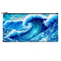 Tsunami Tidal Wave Ocean Waves Sea Nature Water Blue Painting Pencil Case by Ravend