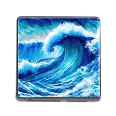 Tsunami Tidal Wave Ocean Waves Sea Nature Water Blue Painting Memory Card Reader (square 5 Slot) by Ravend