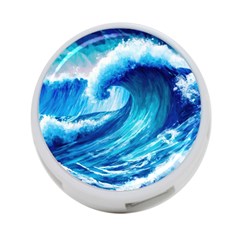 Tsunami Tidal Wave Ocean Waves Sea Nature Water Blue Painting 4-port Usb Hub (one Side) by Ravend