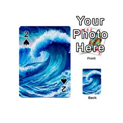 Tsunami Tidal Wave Ocean Waves Sea Nature Water Blue Painting Playing Cards 54 Designs (mini) by Ravend