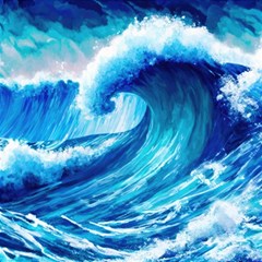 Tsunami Tidal Wave Ocean Waves Sea Nature Water Blue Painting Play Mat (rectangle)