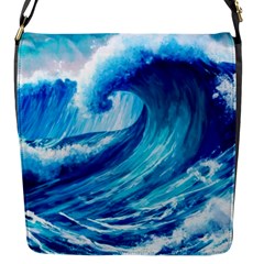 Tsunami Tidal Wave Ocean Waves Sea Nature Water Blue Painting Flap Closure Messenger Bag (s) by Ravend