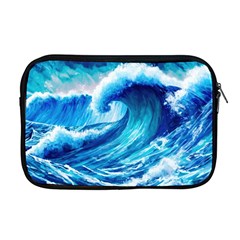 Tsunami Tidal Wave Ocean Waves Sea Nature Water Blue Painting Apple Macbook Pro 17  Zipper Case by Ravend