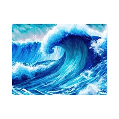 Tsunami Tidal Wave Ocean Waves Sea Nature Water Blue Painting One Side Premium Plush Fleece Blanket (mini)