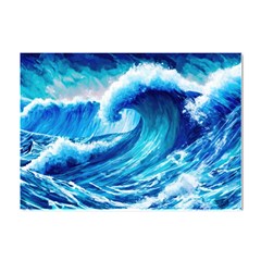 Tsunami Tidal Wave Ocean Waves Sea Nature Water Blue Painting Crystal Sticker (a4)