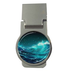 Tsunami Waves Ocean Sea Nautical Nature Water Money Clips (round)  by Ravend