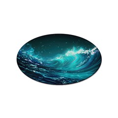 Tsunami Waves Ocean Sea Nautical Nature Water Sticker (oval) by Ravend