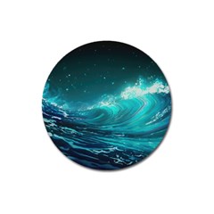 Tsunami Waves Ocean Sea Nautical Nature Water Magnet 3  (round) by Ravend