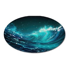 Tsunami Waves Ocean Sea Nautical Nature Water Oval Magnet by Ravend