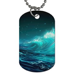 Tsunami Waves Ocean Sea Nautical Nature Water Dog Tag (one Side) by Ravend