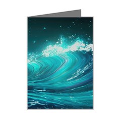 Tsunami Waves Ocean Sea Nautical Nature Water Mini Greeting Card by Ravend