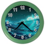 Tsunami Waves Ocean Sea Nautical Nature Water Color Wall Clock Front