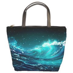 Tsunami Waves Ocean Sea Nautical Nature Water Bucket Bag by Ravend