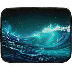 Tsunami Waves Ocean Sea Nautical Nature Water One Side Fleece Blanket (mini) by Ravend