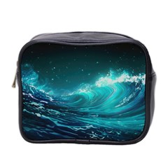 Tsunami Waves Ocean Sea Nautical Nature Water Mini Toiletries Bag (two Sides) by Ravend