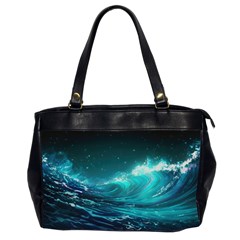 Tsunami Waves Ocean Sea Nautical Nature Water Oversize Office Handbag (2 Sides) by Ravend