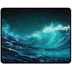 Tsunami Waves Ocean Sea Nautical Nature Water One Side Fleece Blanket (medium) by Ravend