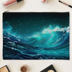 Tsunami Waves Ocean Sea Nautical Nature Water Cosmetic Bag (xxxl) by Ravend