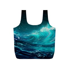 Tsunami Waves Ocean Sea Nautical Nature Water Full Print Recycle Bag (s) by Ravend