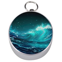 Tsunami Waves Ocean Sea Nautical Nature Water Silver Compasses by Ravend