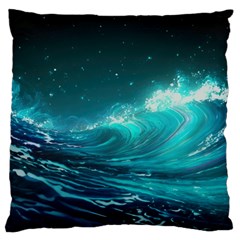 Tsunami Waves Ocean Sea Nautical Nature Water Standard Premium Plush Fleece Cushion Case (two Sides) by Ravend