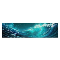 Tsunami Waves Ocean Sea Nautical Nature Water Oblong Satin Scarf (16  X 60 ) by Ravend