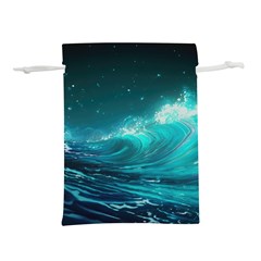 Tsunami Waves Ocean Sea Nautical Nature Water Lightweight Drawstring Pouch (m) by Ravend