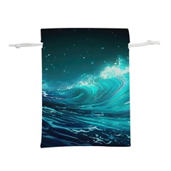 Tsunami Waves Ocean Sea Nautical Nature Water Lightweight Drawstring Pouch (l) by Ravend