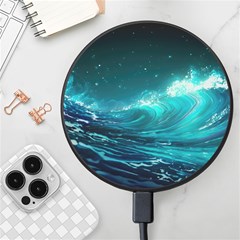 Tsunami Waves Ocean Sea Nautical Nature Water Wireless Fast Charger(black)