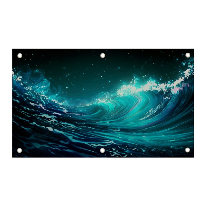 Tsunami Waves Ocean Sea Nautical Nature Water Banner and Sign 5  x 3 