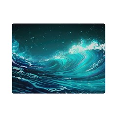 Tsunami Waves Ocean Sea Nautical Nature Water One Side Premium Plush Fleece Blanket (mini)