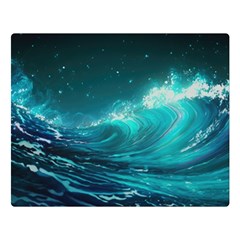 Tsunami Waves Ocean Sea Nautical Nature Water One Side Premium Plush Fleece Blanket (large)