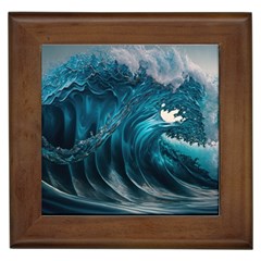 Tsunami Waves Ocean Sea Water Rough Seas 3 Framed Tile by Ravend