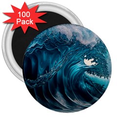 Tsunami Waves Ocean Sea Water Rough Seas 3 3  Magnets (100 Pack) by Ravend