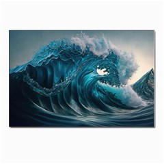 Tsunami Waves Ocean Sea Water Rough Seas 3 Postcards 5  X 7  (pkg Of 10) by Ravend