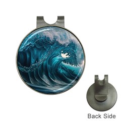 Tsunami Waves Ocean Sea Water Rough Seas 3 Hat Clips With Golf Markers by Ravend