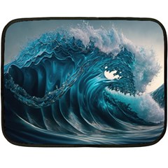 Tsunami Waves Ocean Sea Water Rough Seas 3 One Side Fleece Blanket (mini) by Ravend