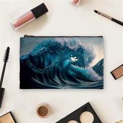 Tsunami Waves Ocean Sea Water Rough Seas 3 Cosmetic Bag (medium) by Ravend