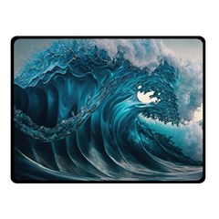 Tsunami Waves Ocean Sea Water Rough Seas 3 One Side Fleece Blanket (small) by Ravend