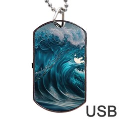 Tsunami Waves Ocean Sea Water Rough Seas 3 Dog Tag Usb Flash (two Sides) by Ravend