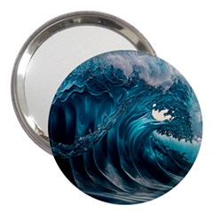 Tsunami Waves Ocean Sea Water Rough Seas 3 3  Handbag Mirrors by Ravend