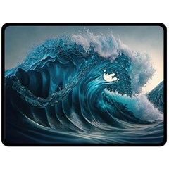 Tsunami Waves Ocean Sea Water Rough Seas 3 Fleece Blanket (large) by Ravend