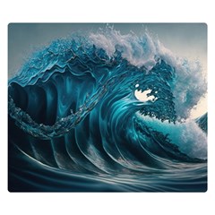 Tsunami Waves Ocean Sea Water Rough Seas 3 Premium Plush Fleece Blanket (small) by Ravend