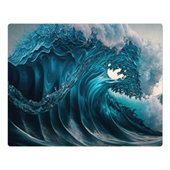 Tsunami Waves Ocean Sea Water Rough Seas 3 Premium Plush Fleece Blanket (large) by Ravend