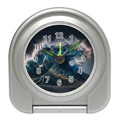 Tsunami Waves Ocean Sea Water Rough Seas 7 Travel Alarm Clock by Ravend