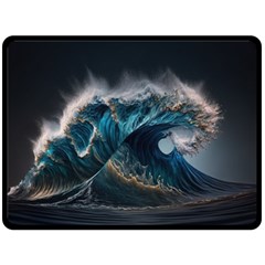 Tsunami Waves Ocean Sea Water Rough Seas 7 One Side Fleece Blanket (large) by Ravend