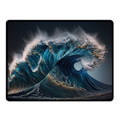 Tsunami Waves Ocean Sea Water Rough Seas 7 One Side Fleece Blanket (small) by Ravend